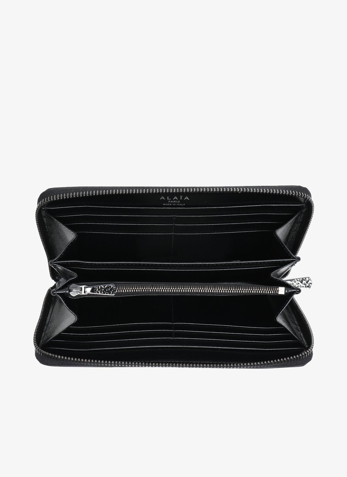Zipped studded leather wallet ALAÏA BLACK ZIPPED STUDDED LEATHER WALLET